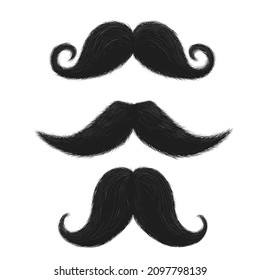 Set of Mustache isolated on white. Vector illustration.
