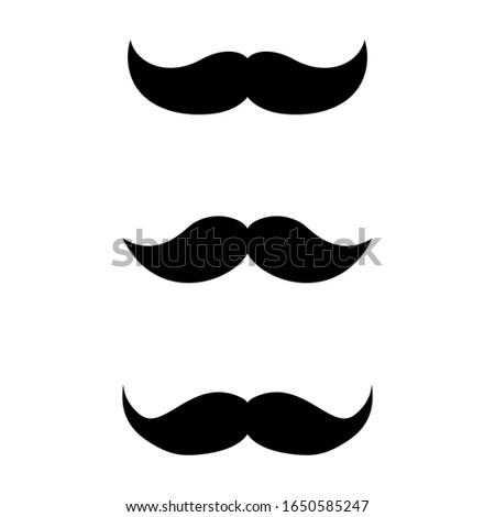 Set of mustache isolated on a white background. Flat icon design, vector illustration.