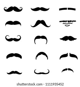 set of Mustache in modern thin line style outline symbols isolated on white background - vector illustration