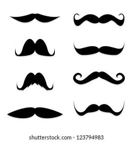 Set mustache on white background