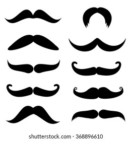 Set of mustache on white background, vector illustration