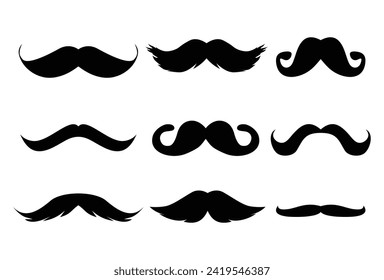 Set of mustache silhouette icon logo template vector illustration design