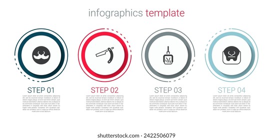 Ponga Mustache, afeitadora recta, Dustpan y barba. Plantilla de infografía empresarial. Vector