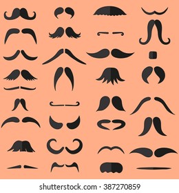 Set of mustache in vector