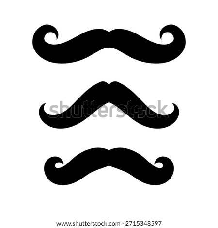 Set of Mustache Vector. Father Icon. Dad Symbol Design. Father's Day Concept.