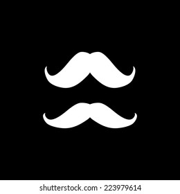 Set of mustache. Vector illustration. Black and white.