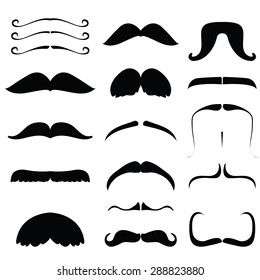 Set of mustache vector on white background , hipster moustache collection
