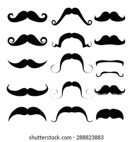 Set of mustache vector on white background , hipster moustache collection