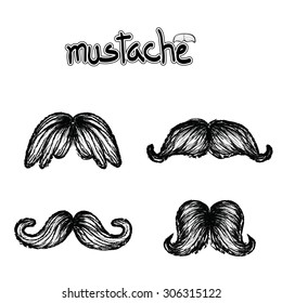 Set of mustache vector on white background, hipster collection