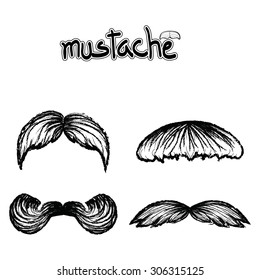 Set of mustache vector on white background , hipster collection