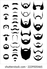 Set of mustaches and beards on white background