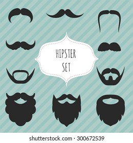 Set of mustaches and beards vintage elements