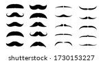 Set of Mustaches. Black silhouette of adult man moustaches. Symbol of Fathers day. Vector illustration isolated on white