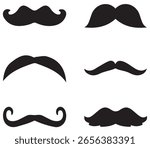 Set of mustaches. Black silhouettes mustache. Men mustaches, hipster vector