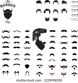 Set of mustaches, set of glasses,set of hair cut collection,beard lovers,vector illustration design.