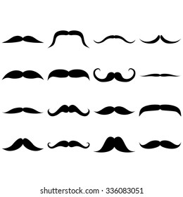 Set of mustaches icons on white background - vector illustration