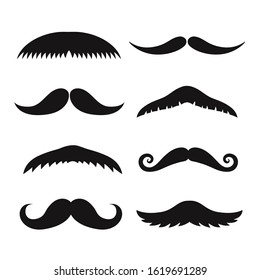 Set of mustaches isolated on white background.