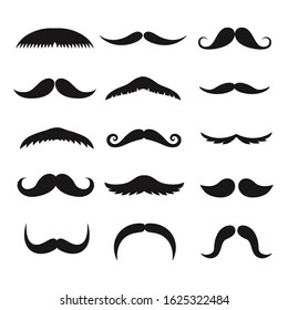 Set of mustaches isolated on white background.