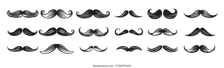 Conjunto de bigotes aislados sobre fondo blanco