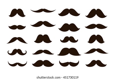 Set mustaches isolated on white background. Vector illustration