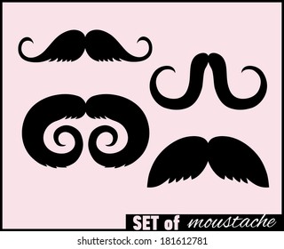 Set of mustaches. Vector illustration.