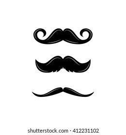 Set of mustaches Vector illustration. Men mustache hipster. Happy father's day. Vector illustration on white background.