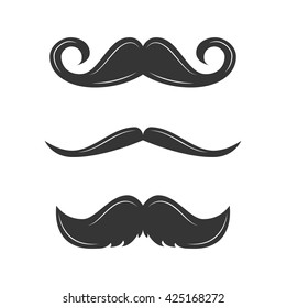 Set of mustaches Vector illustration. Men mustache hipster. happy father day. Vector illustration on white background.