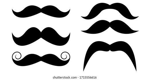 set of mustaches vector isolated