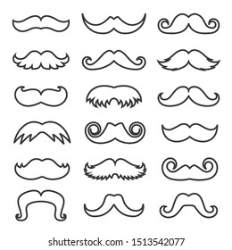 set of mustaches vector line icons
