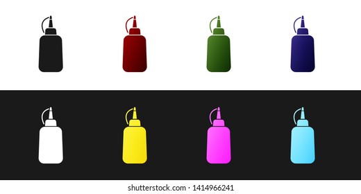 Set Mustard bottle icon isolated on black and white background. Vector Illustration