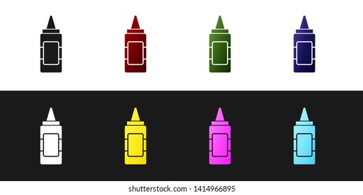 Set Mustard bottle icon isolated on black and white background. Vector Illustration