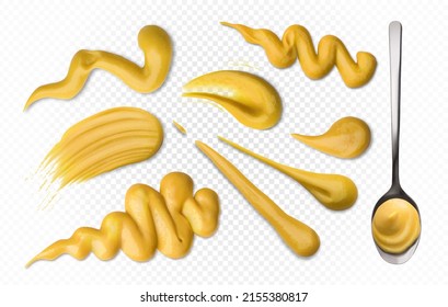 Set mustard of different shapes. Vector illustration on a transparent background.