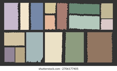 Set von Stummfilm zerrissene Papierstücke Collage-Vorlage.