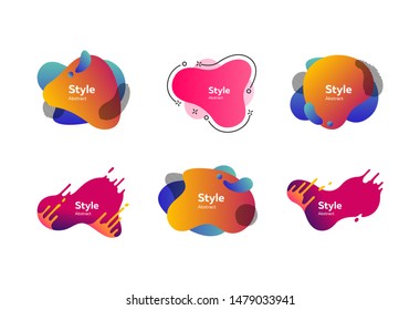 Set of muted multi-colored abstract shapes. Creative background. Dynamic effect. Futuristic technology style. Motion
