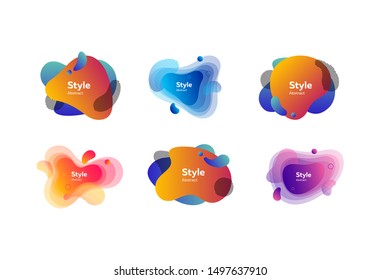 Set of muted multi-colored abstract shapes. Creative background. Dynamic effect. Futuristic technology style. Motion