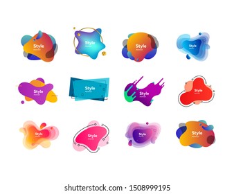 Set of muted multi-colored abstract shapes. Creative background. Dynamic effect. Futuristic technology style. Motion