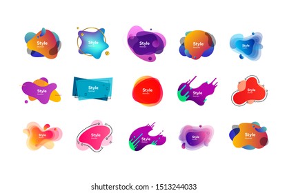 Set of muted multi-colored abstract shapes. Creative background. Dynamic effect. Futuristic technology style. Motion