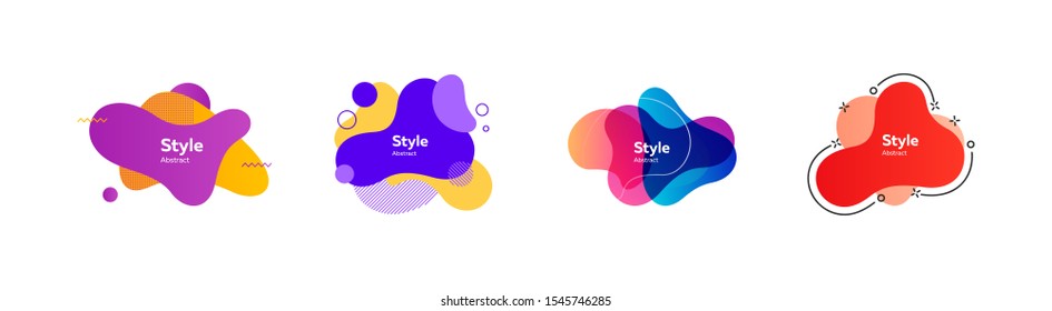 Set of muted multi-colored abstract shapes. Creative background. Dynamic effect. Futuristic technology style. Motion