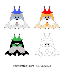 Set muzzle cat or lynx in kids style. Character, template, logo, sticker, vector flat illustration