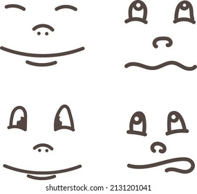 A set of muzzles with different facial expressions
