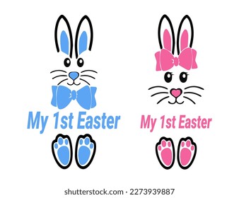 Set My first (1) Easter - hand drawn modern calligraphy design vector illustration. Perfect for advertising, poster, announcement or greeting card. Beautiful Letters.