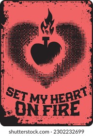 Set my heart on fire, old west poster, retro poster, Inferno, epic, masquerade, cowboy, west, gang mascot, silhouette