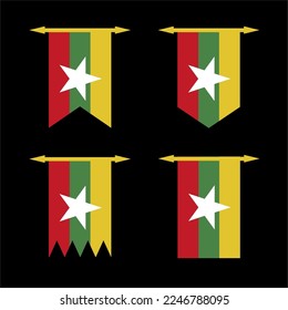 set a myanmar flag vector. very suitable to be used as a picture, book cover.