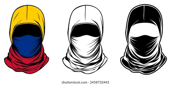 set mysterious coloumbia mask icon. columbian protester symbol vector illustration