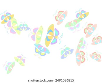 Set of mysterious seamless pattern, label with fantasy colored butterfly, moths, crescent moon, stars, star dust, text.   Conceptual illustration of freedom and serenity.