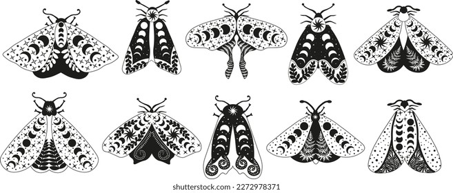 Set Mystery Moon Moths in black color