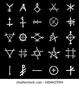 Set Mystic Occult Symbols Hand Drawn Stock Vector (Royalty Free ...