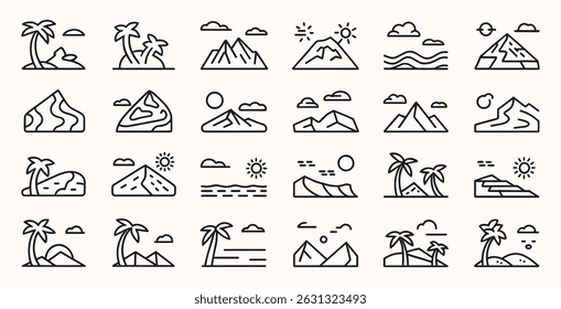 Set of mystical or abstract icons outline icons.