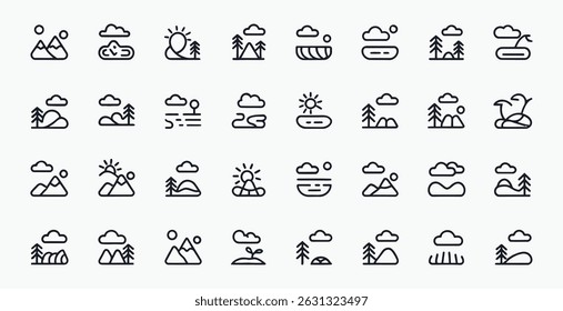 Set of mystical or abstract icons outline icons.