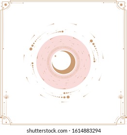 Set of mystical and mysterious illustrations in hand drawn style.  Minimalistic objects made in the style.  boho style signs and symbols. outer space, moon, sun system. vector.